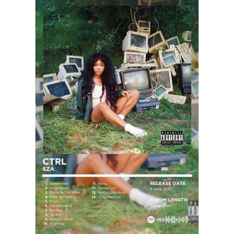 Hot Pop Singer SZA Classic Music Albums Tracklist CTRL/SOS Aesthetic Poster Canvas Painting Wall Art Pictures Home Decor Gift