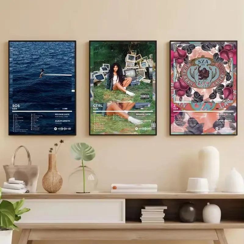 Hot Pop Singer SZA Classic Music Albums Tracklist CTRL/SOS Aesthetic Poster Canvas Painting Wall Art Pictures Home Decor Gift